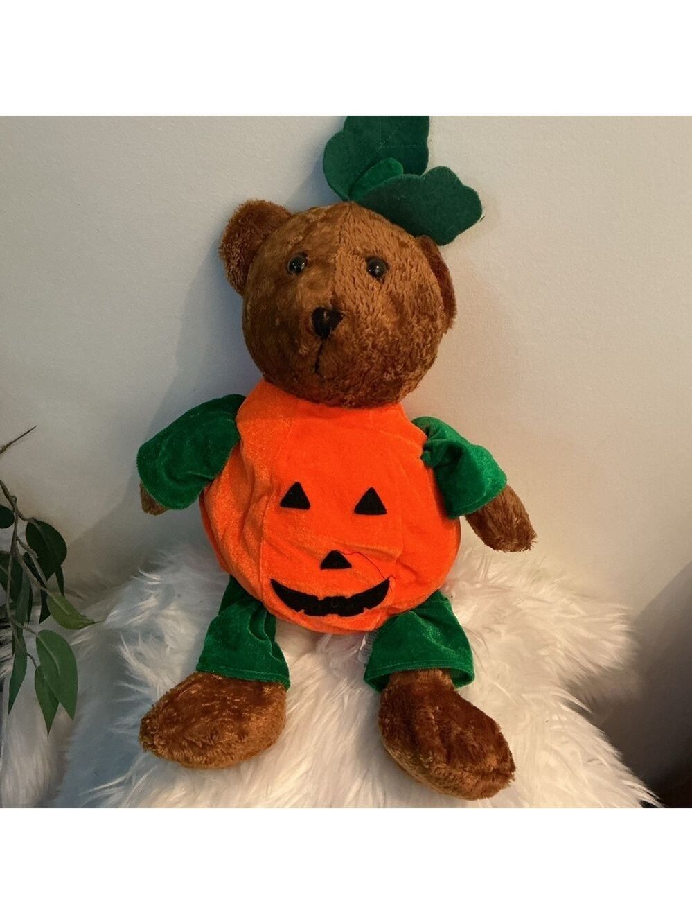 Cuddle Toys Halloween Teddy Bear Pumpkin Costume Plush 12”